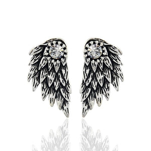 Old Silver Angel Wings Stud Earrings