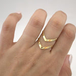 Gold Chevron Ring On Finger