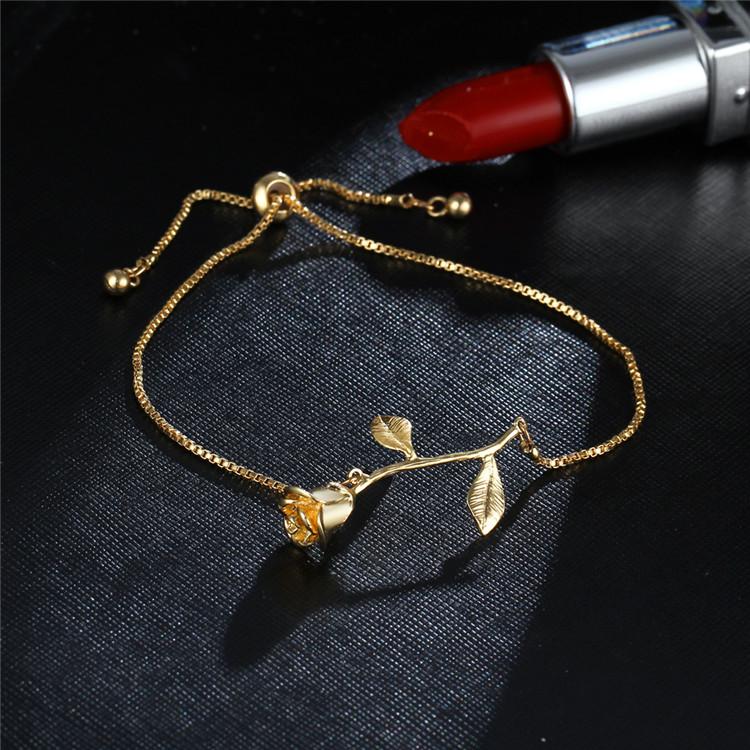 Gold Rose Charm Bracelet