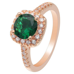 Green Rose Gold Cubic Zirconia Ring