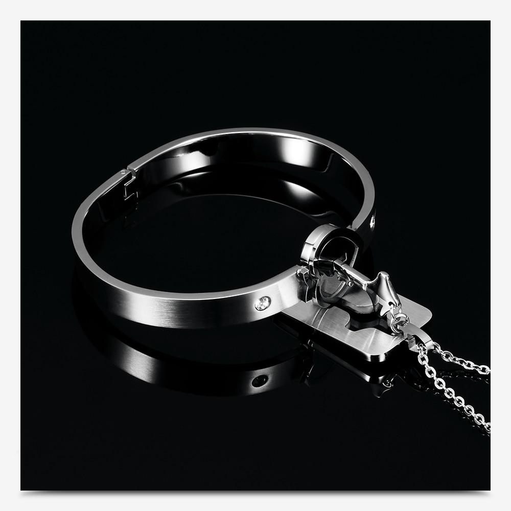 MYNENEY Lock Bracelet and Key Necklace Set for Couples Jewelry - Black  Stainless Steel Heart Bangle for Men and Women 7.5 inch : Amazon.in:  Jewellery