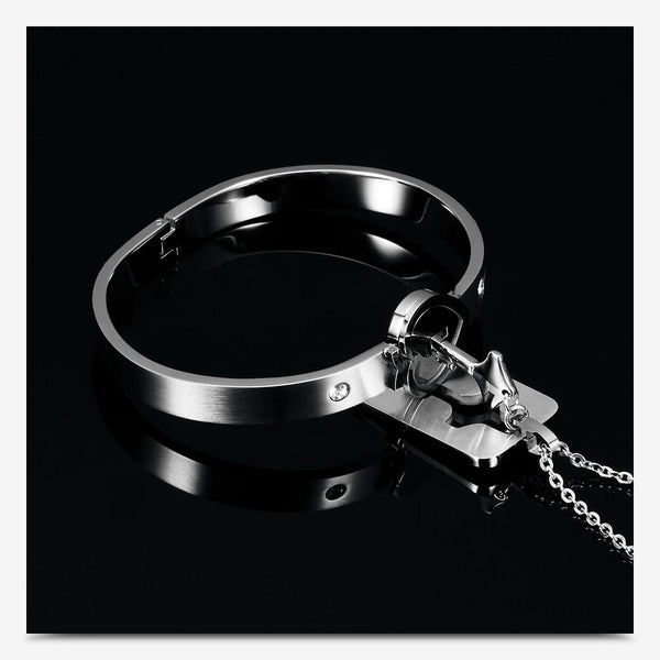 Unique! Key Open the Lock Mens Bracelet & Women Necklace Stainless Steel  Set | eBay