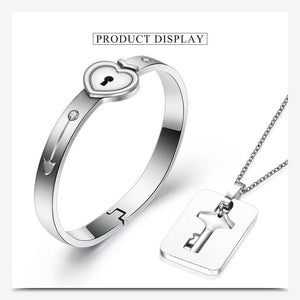 Heart Lock Key Bracelet Pendant For Couples