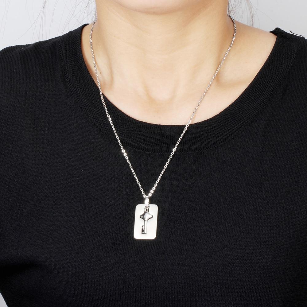 Handmade silver heart and key couple pendant jewelry - Κ87