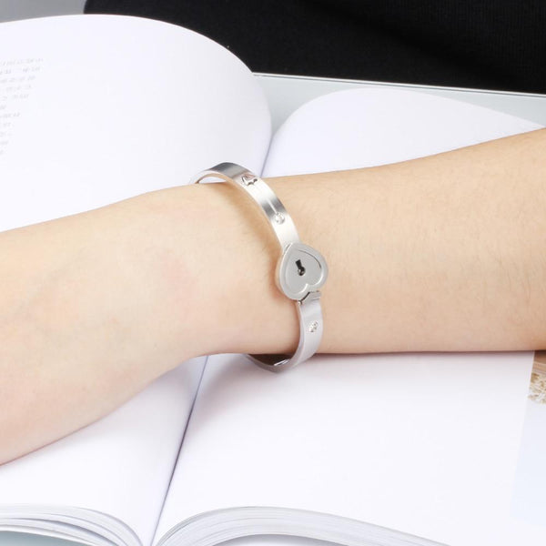 Couple Titanium Steel Love Heart Lock Bracelet Bangle Key Pendant Necklace  Gifts | eBay