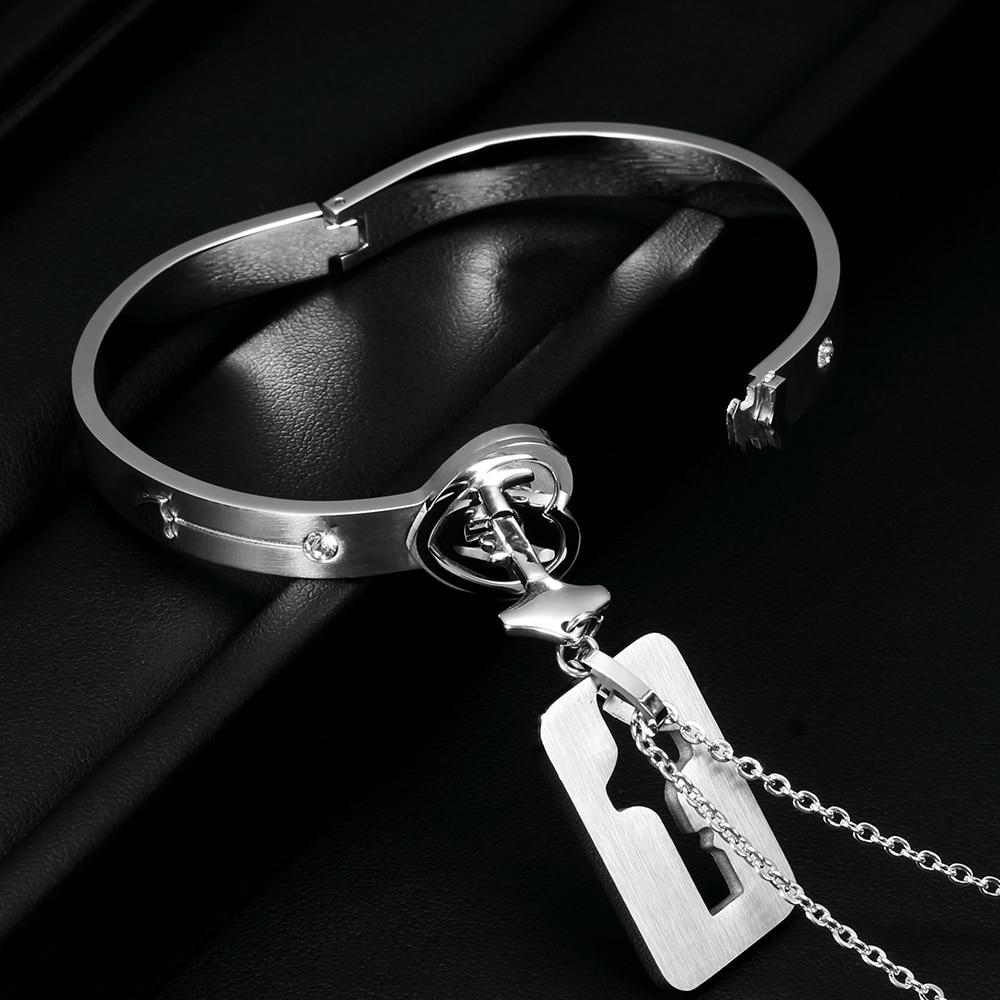 Cheap Couple Key Love Lock Necklace Simple Design Love Heart