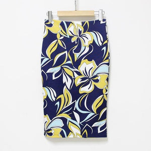 Navy Flowers Floral Pencil Skirt