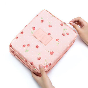 Pink Cherry Waterproof Cosmetic Bag