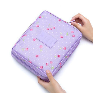 Purple Cherry Waterproof Cosmetic Bag