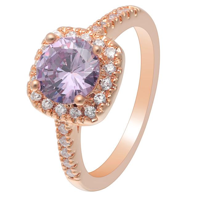 Purple Rose Gold Cubic Zirconia Ring