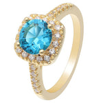 Sky Blue Gold Cubic Zirconia Ring