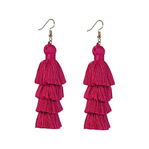 Wine Red Layered Earrings